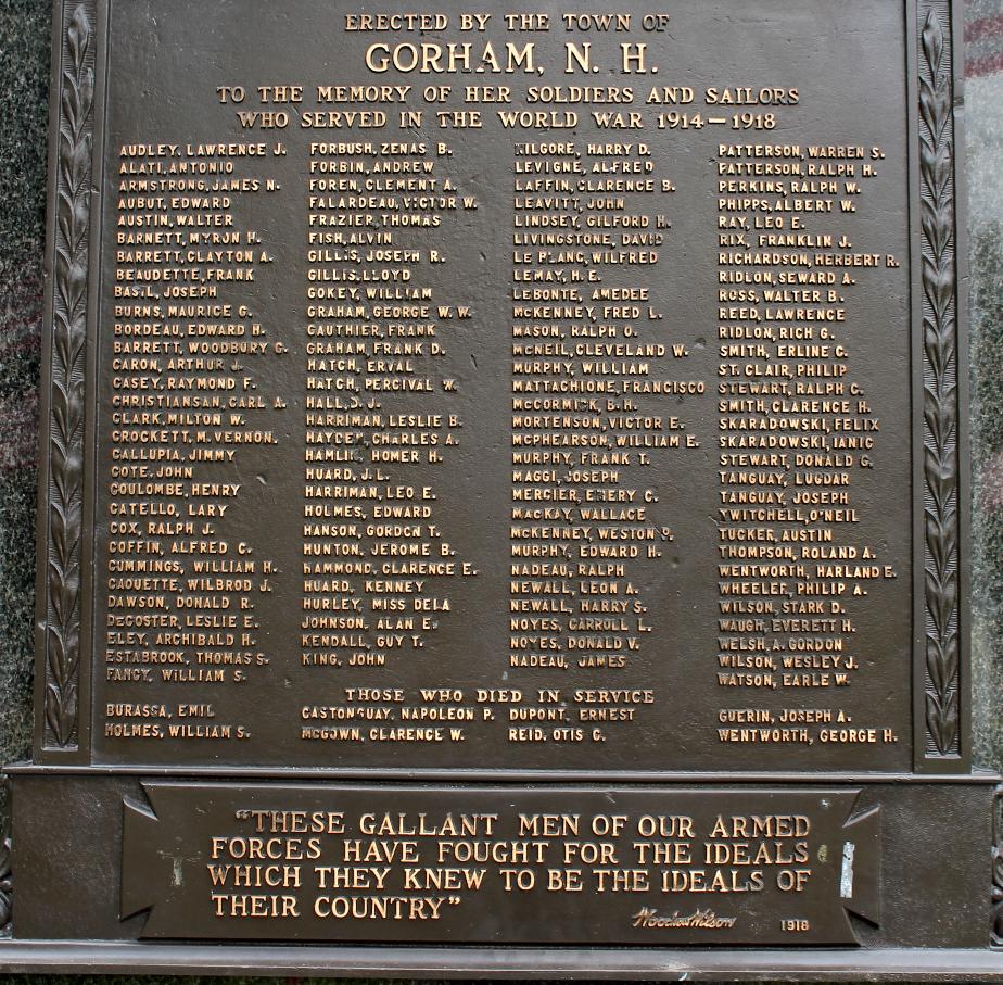 Gorham New Hampshire Veterans Memorial