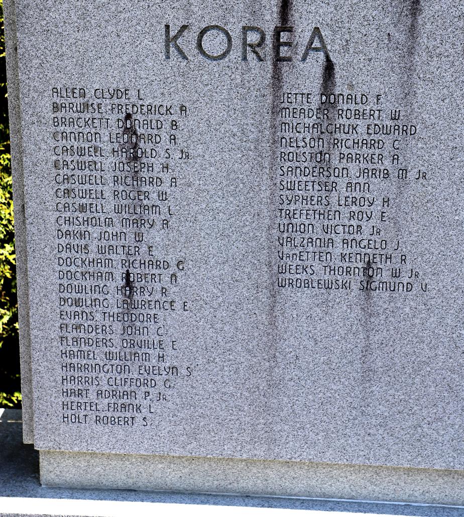 Greenland New Hampshire Memorial Park Korean War Memorial