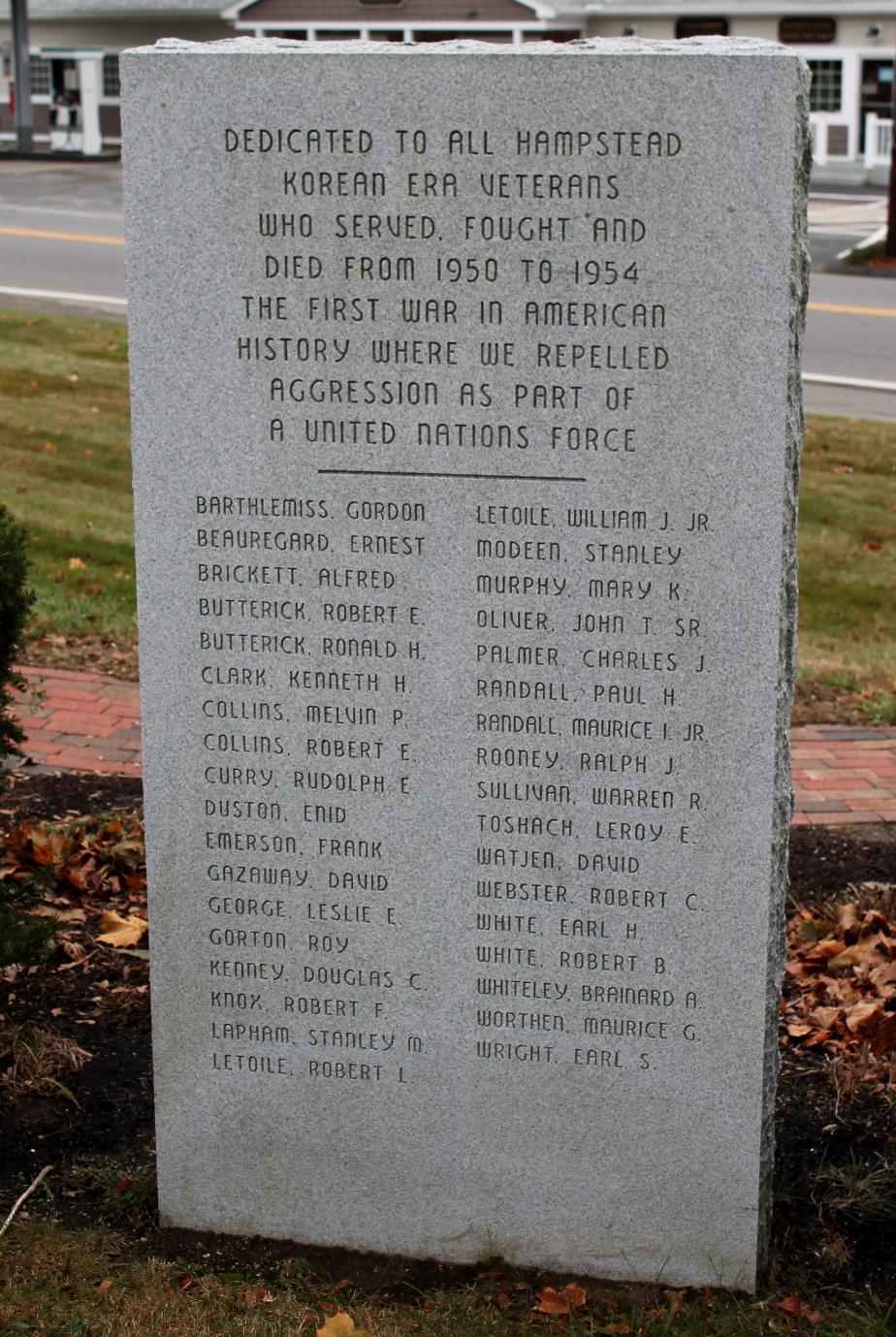 Hamnpstead New Hampshire Korean War Veterans Memorial