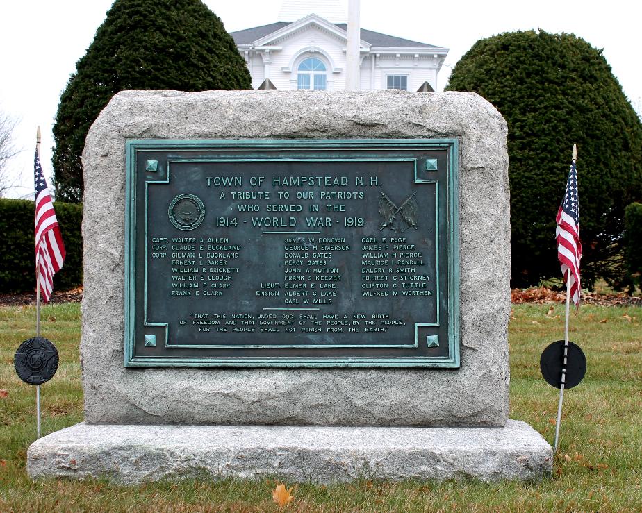 Hampstead New Hampshire World War I Veterans Memorial