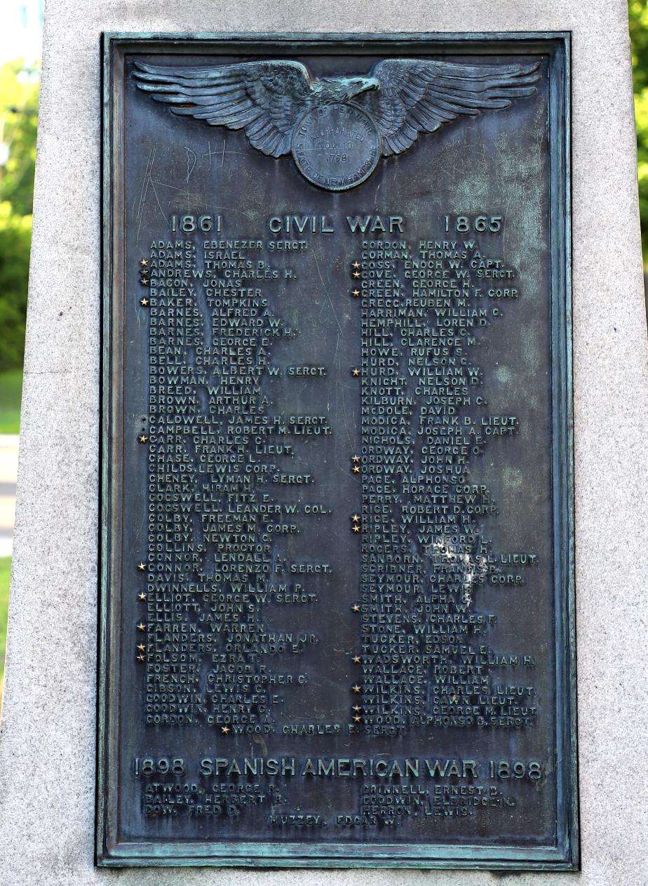 Henniker New Hampshire Colonel Leander Cogswell Veterans Memorial - Civil War