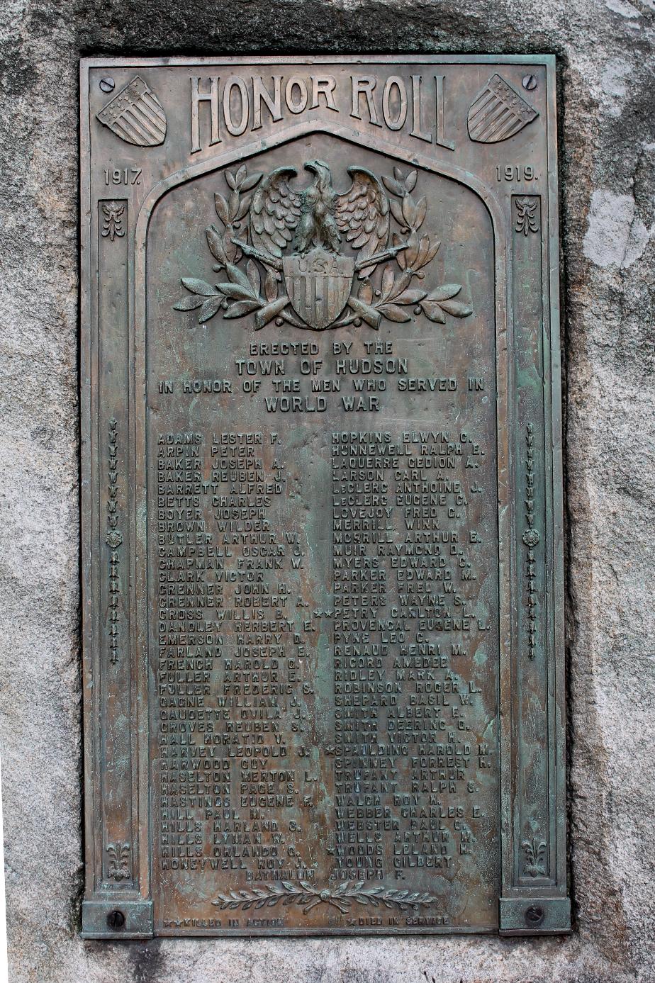 Husdon, New Hampshire World War I Honor Roll