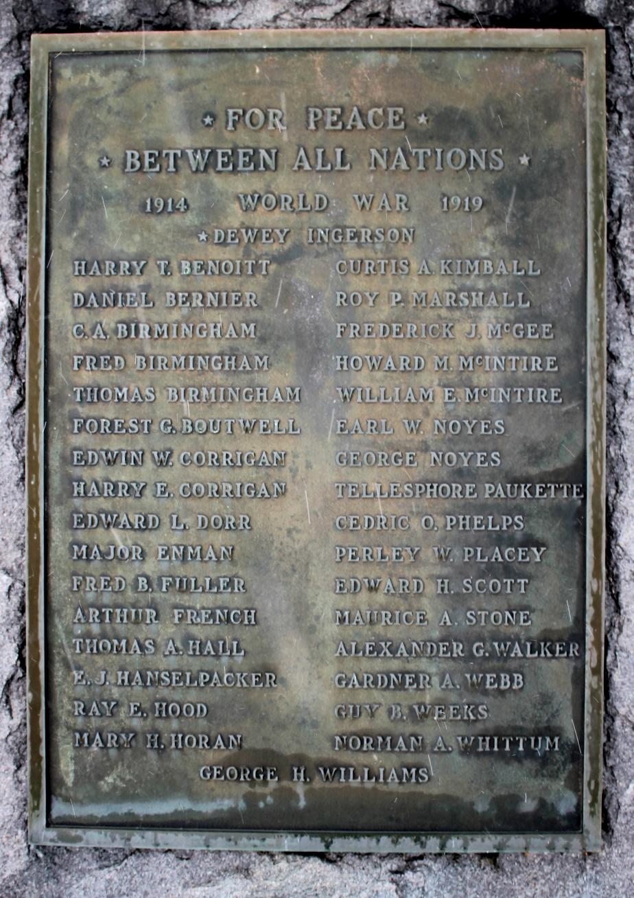 Jefferson New Hampshire World War I Honor Roll
