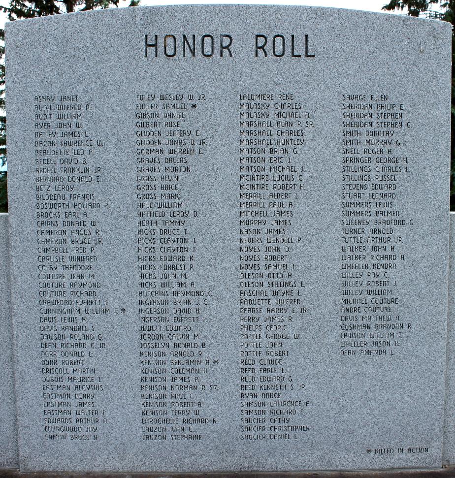 Jefferson New Hampshire Military Service Memorial