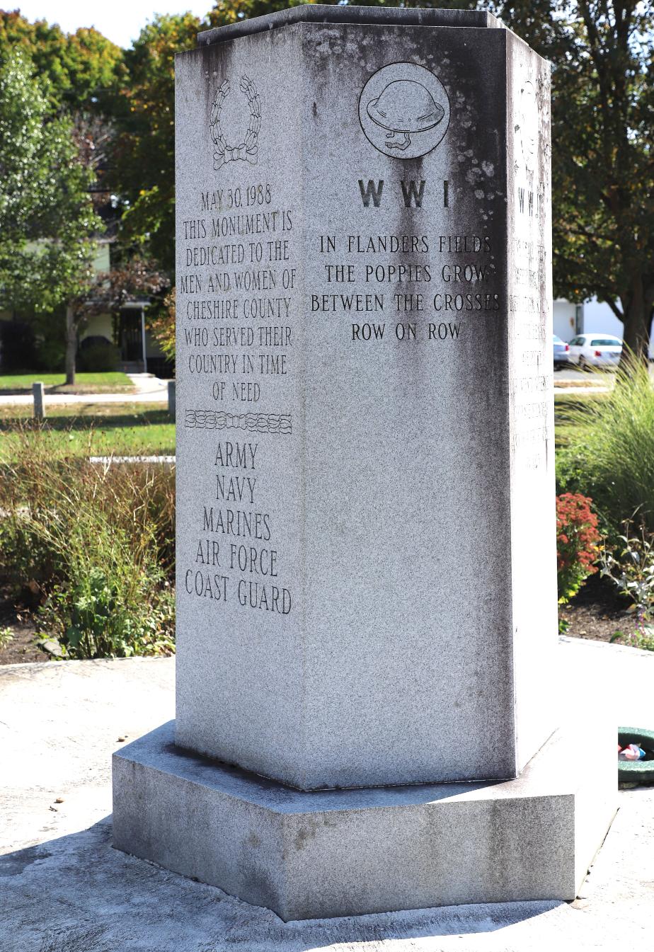 Keene New Hampshire Veterans Memorial Park WWI