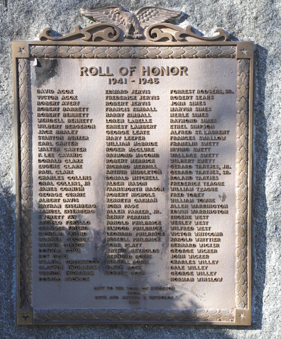 Kingston NH WWII Honor Roll