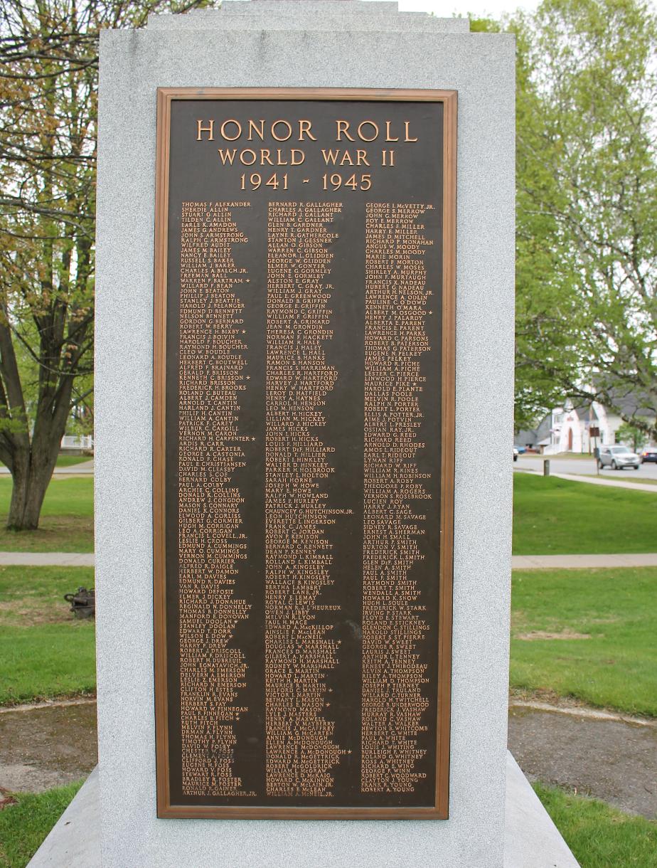 Lancaster New Hampshire Veterans Memorial - World War II