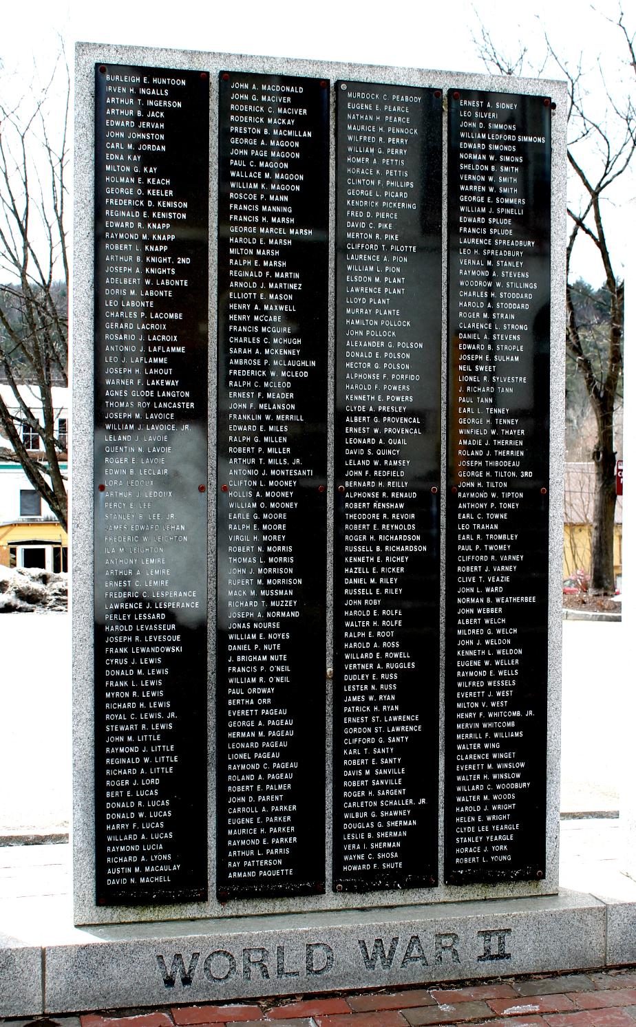 Littleton New Hampshire World War II Veterans Memorial