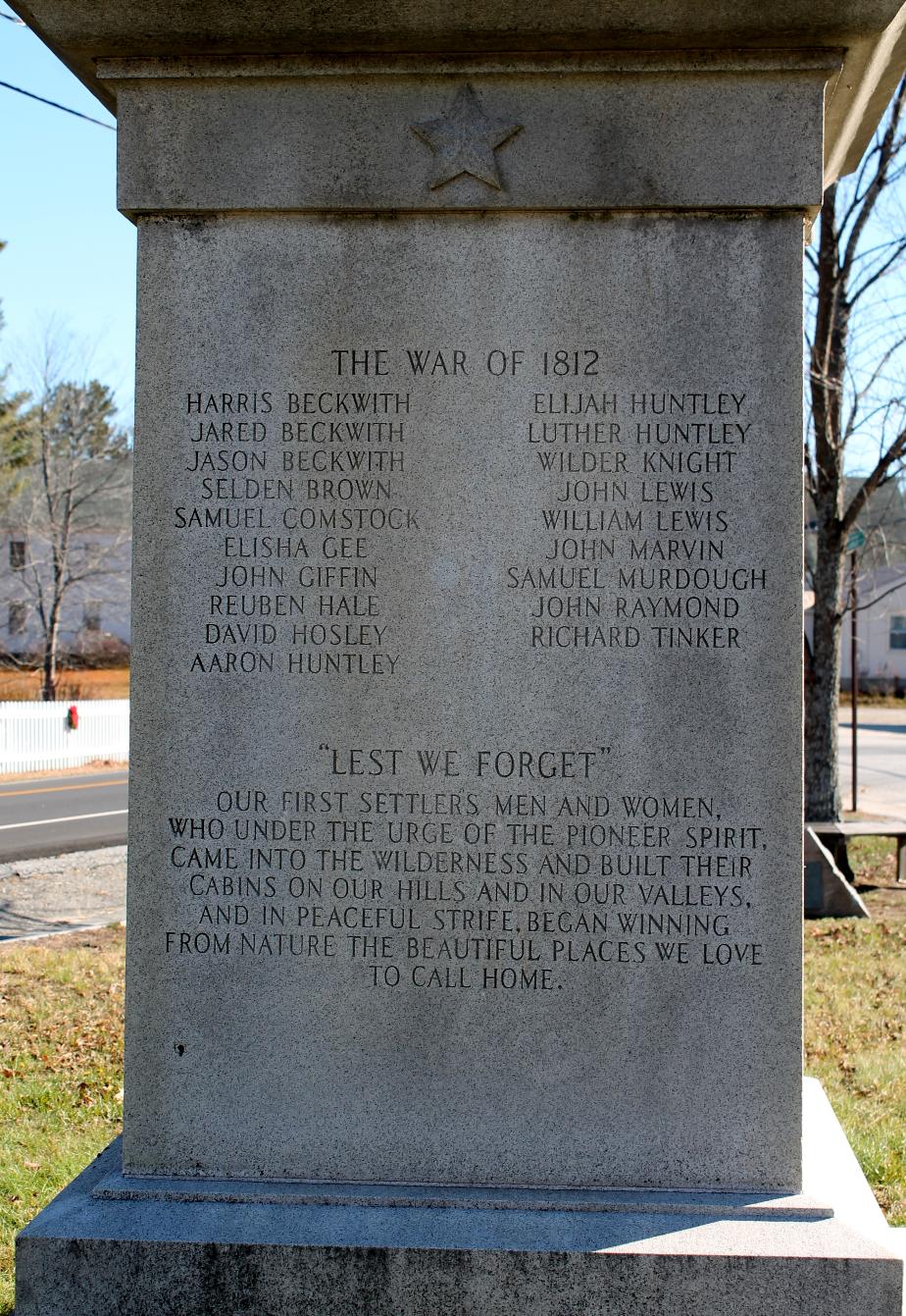 Marlow New Hampshire War of 1812 Veterans Memorial