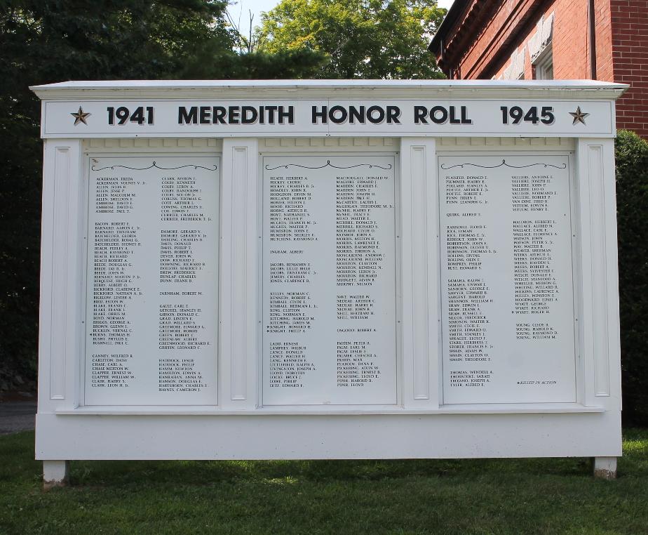 Meredith New Hampshire World War II Veterans Honor Roll