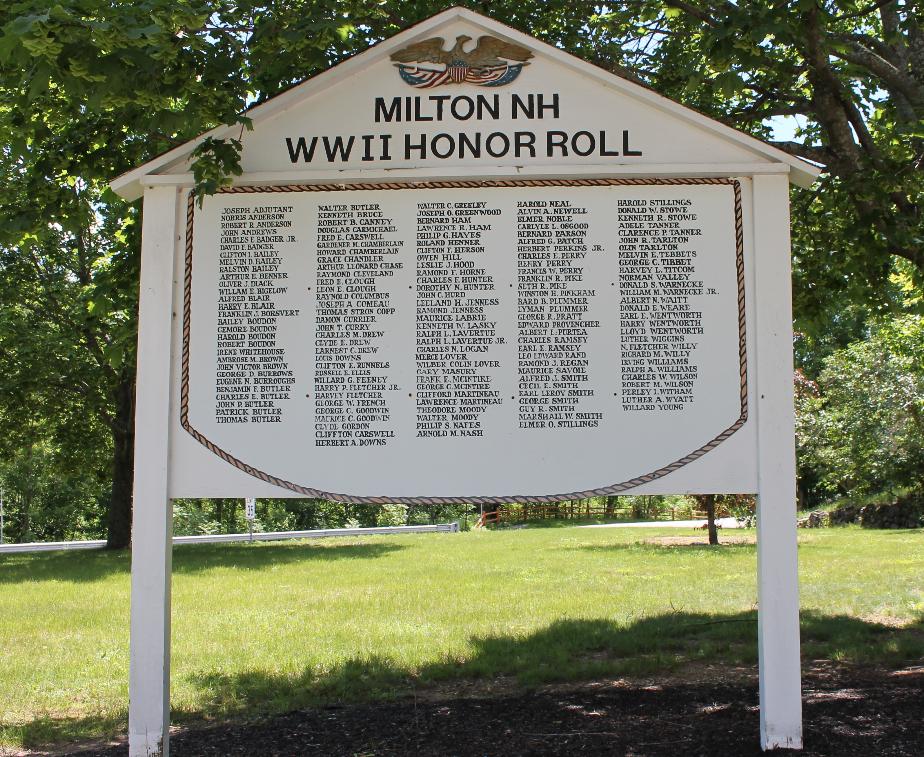 Milton New Hampshire World War II Honor Roll