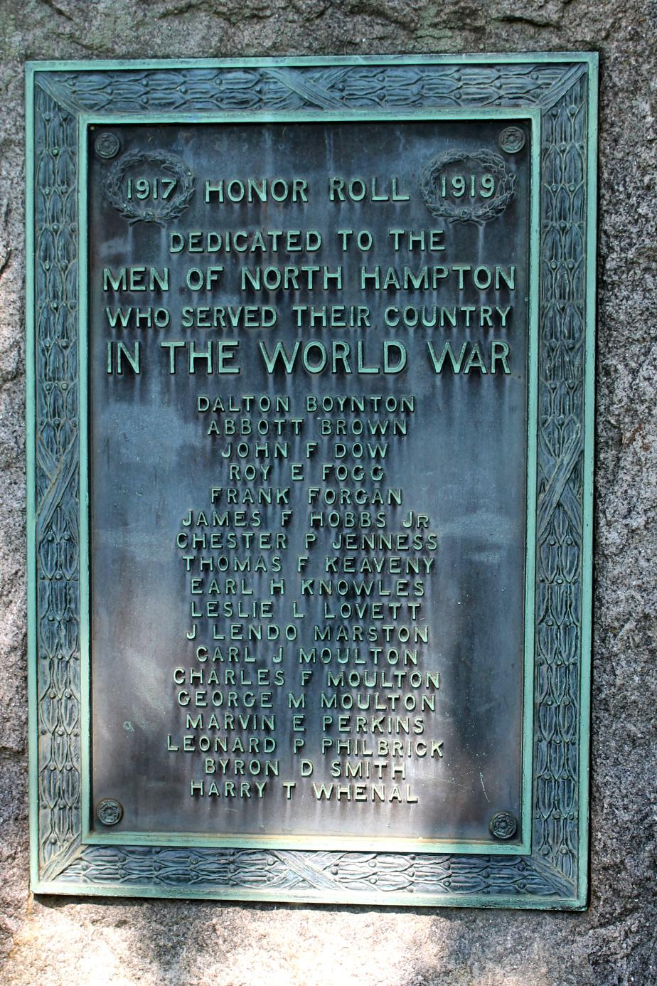 North Hampton New Hampshire World War I Veterans Memorial