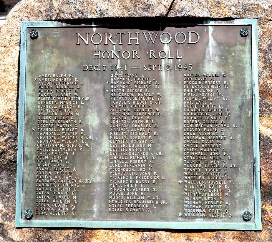 Northwood New Hampshire World War II Veterans Memorial