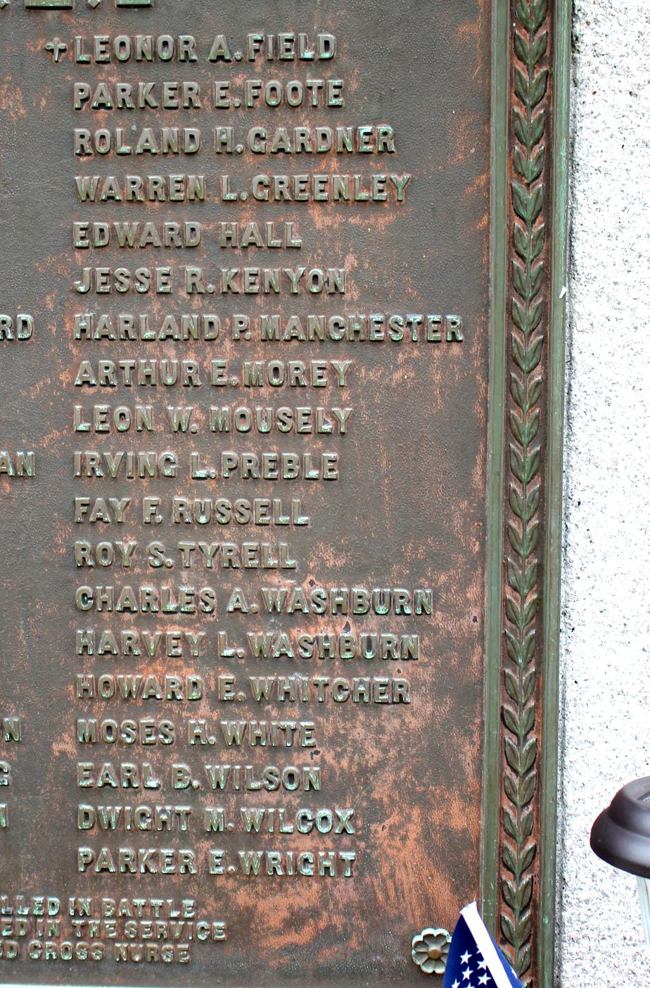 Orford New Hampshire World War I Veterans Memorial