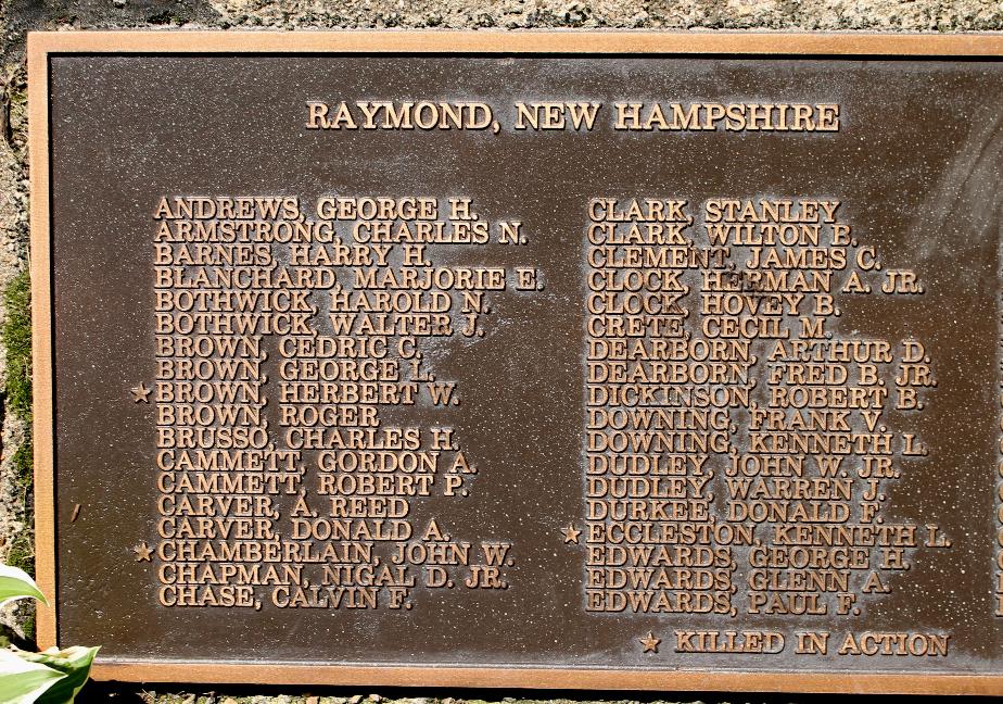 Raymond NH World War Ii Veterans Honor Roll