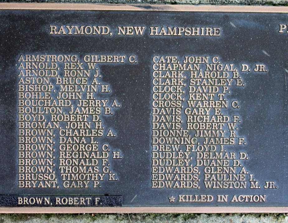Raymond NH Vietnam War Veterans Honor Roll