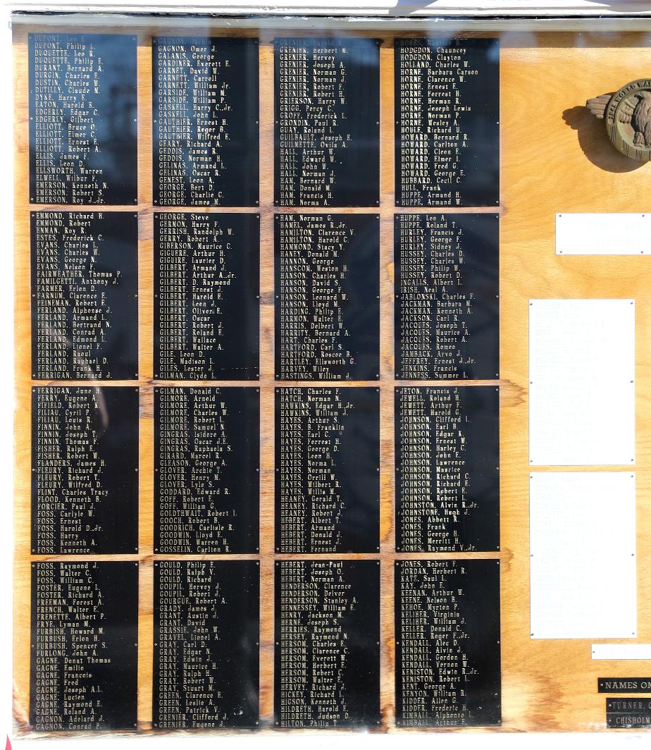 Rochester New Hampshire World War II Veterans Honor Roll