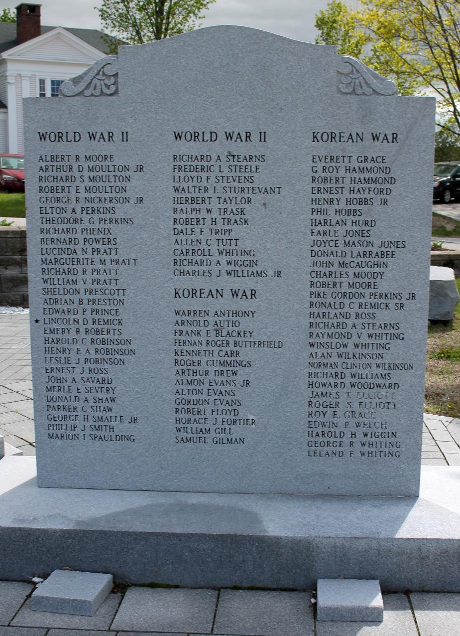 Tamworth New Hampshire World War II & Korean War Veterans Memorial