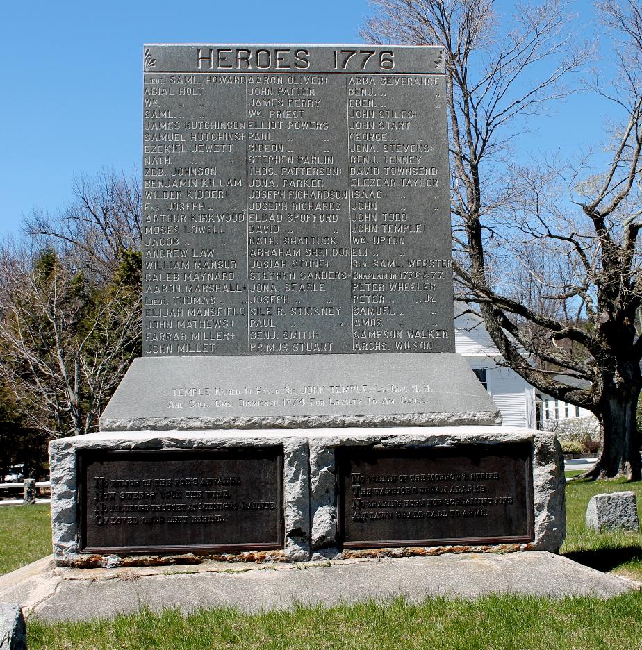 Temple NH Revolutionary War Honor Roll