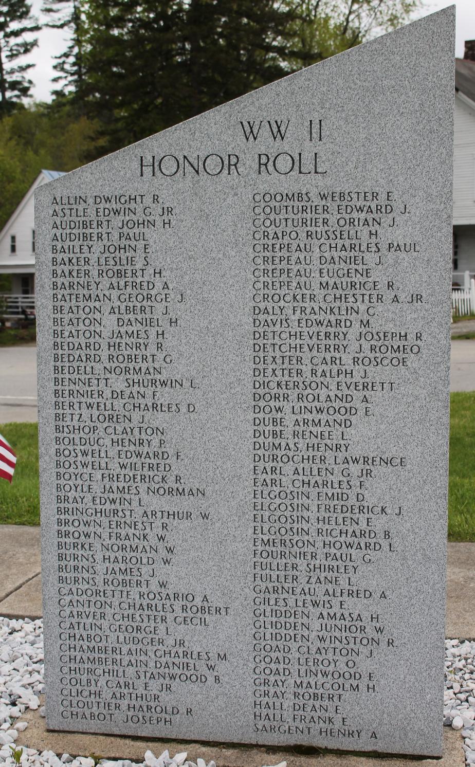 Whitefield New Hampshire World War II Veterans Memorials