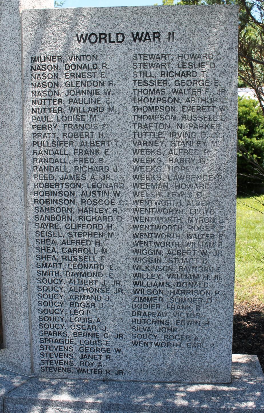 Wakefield World War I & World War II Veterans Honor Roll