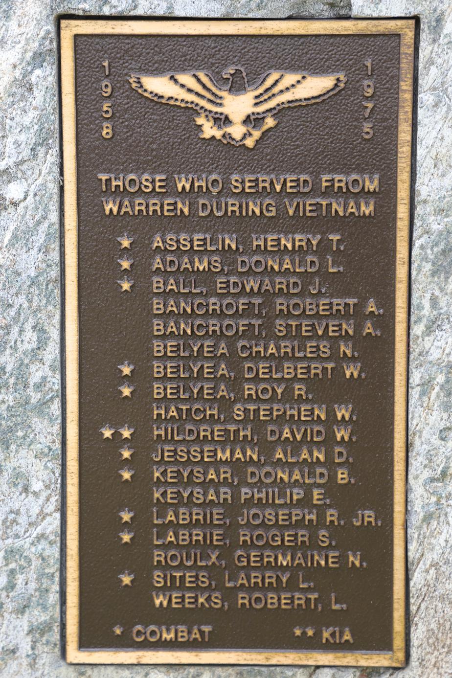 Warren New Hampshire Vietnam War Veterans Memorial