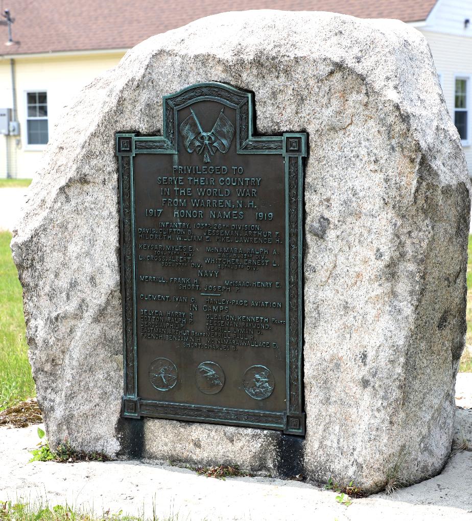 Warren New Hampshire World War I Veterans Memorial