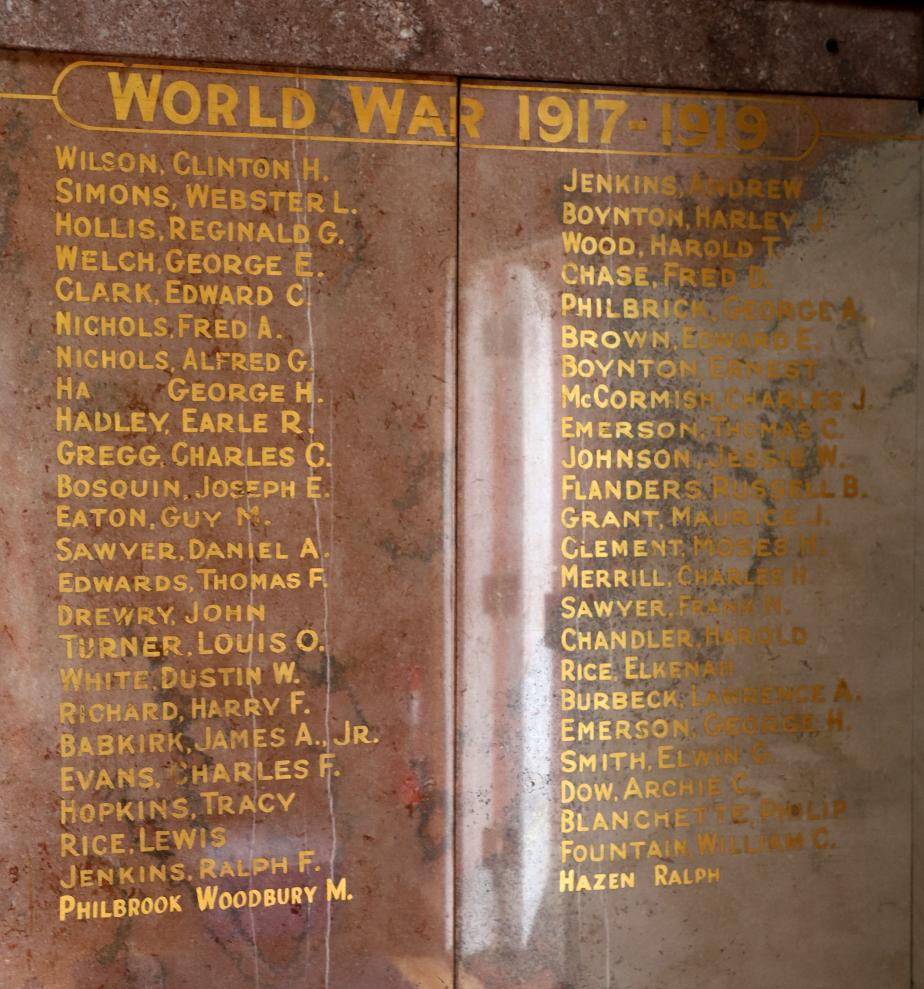 Weare NH World War I Veterans Honor Roll