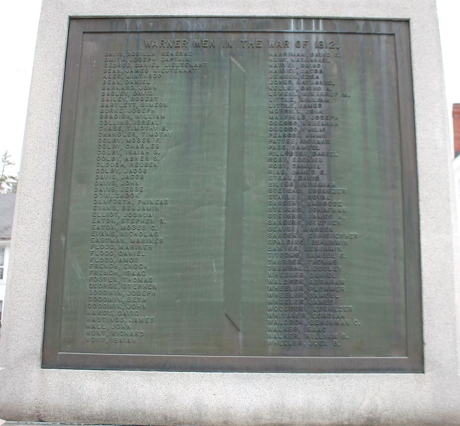 Warner New Hampshire War of 1812 Veterans Memorial