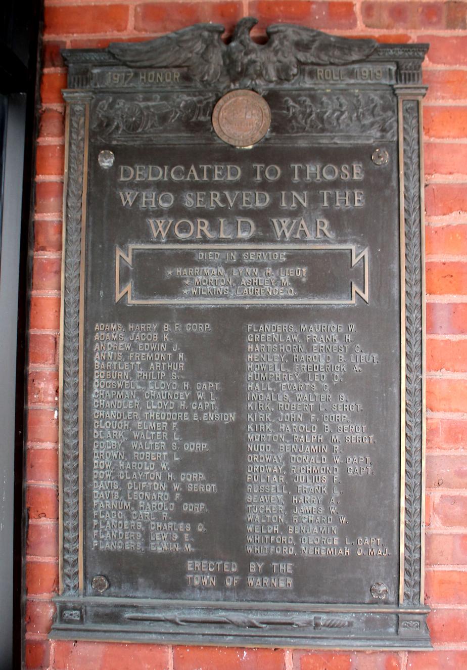 Warner New Hampshire World War I Veterans Memorial