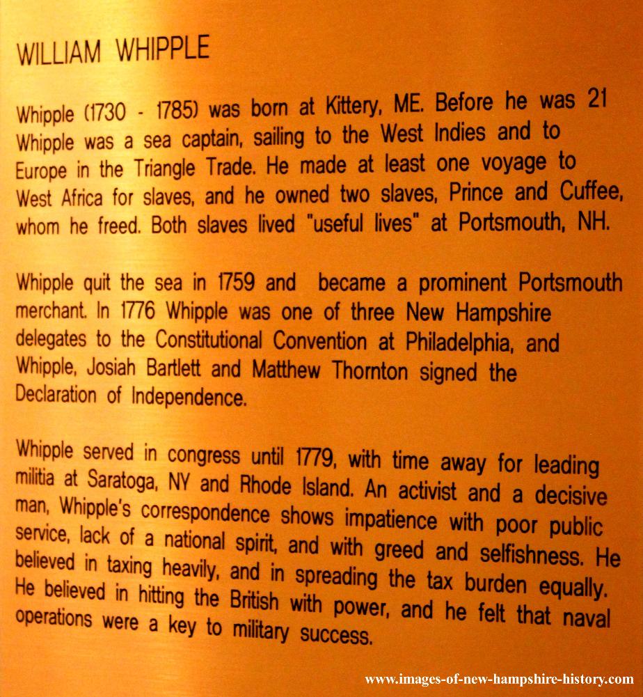 William Whipple New Hampshire State House Portrait Plate