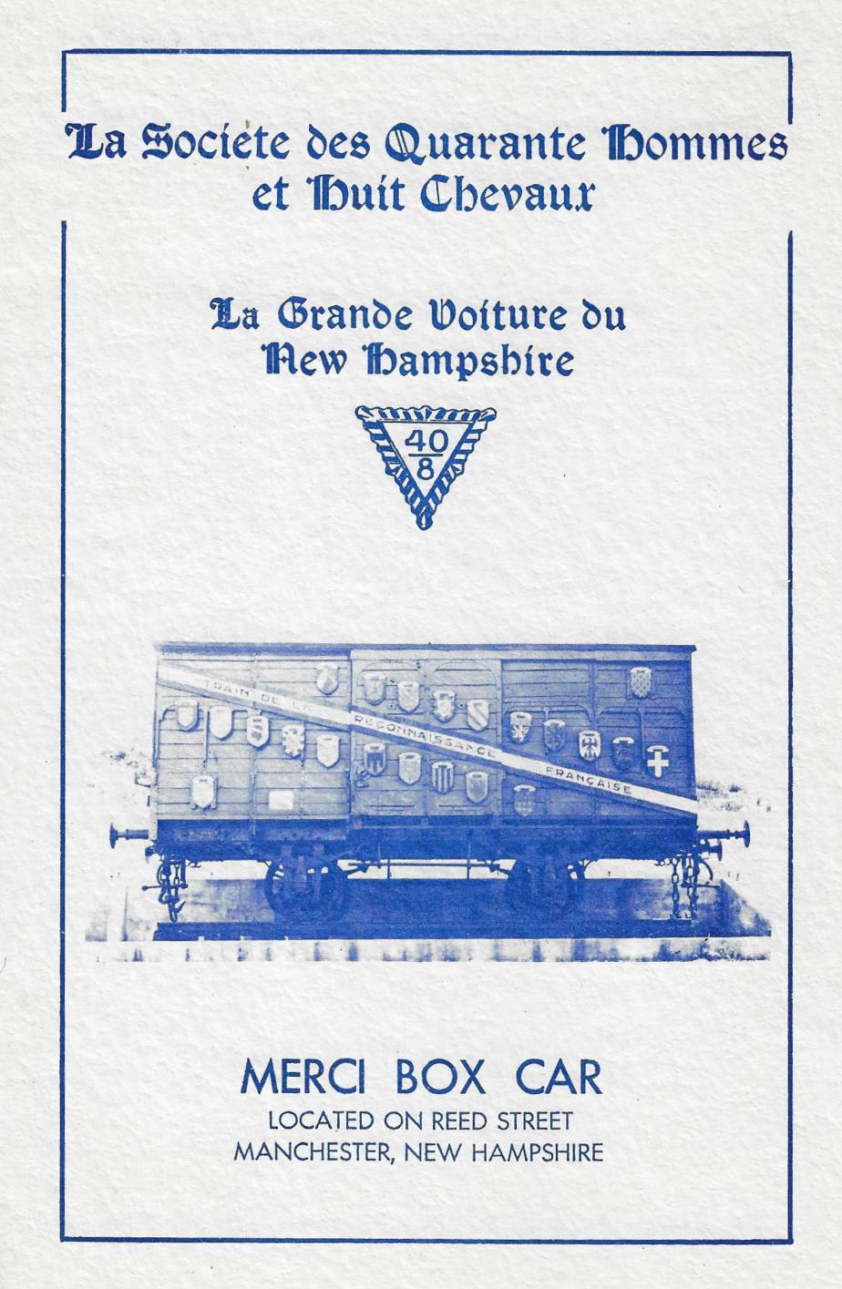 NH American Legion 40 & 8 Merci Train History Document