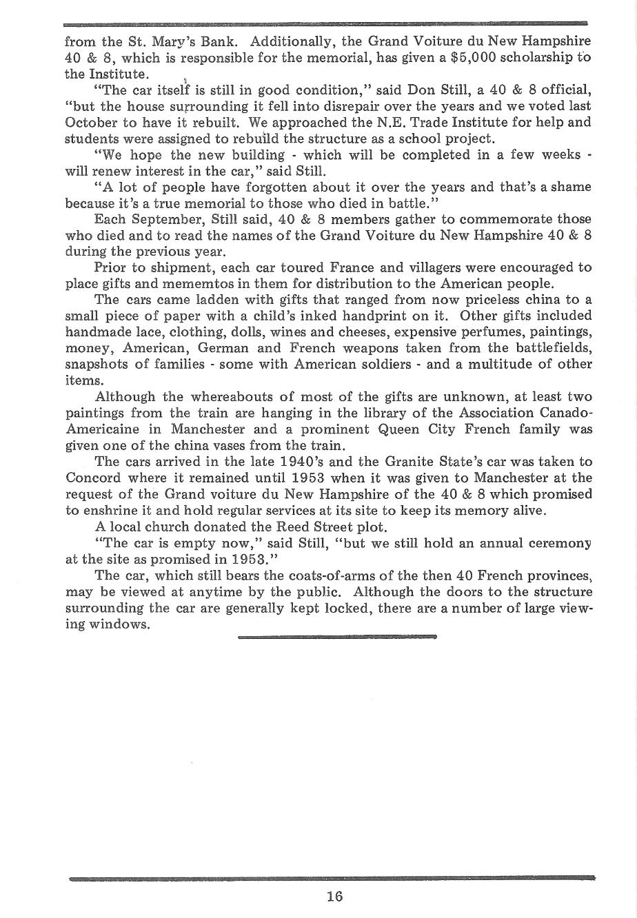 NH American Legion 40 & 8 Merci Train History Document