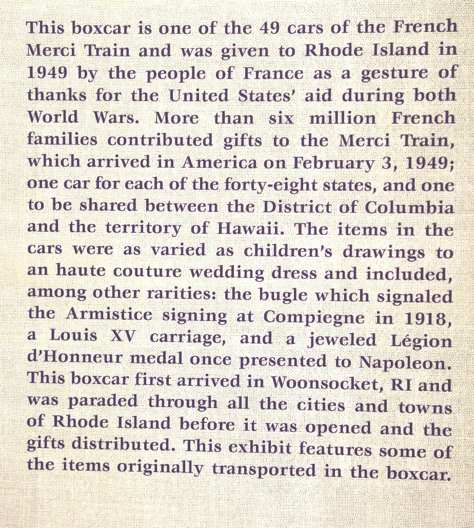 RI Museum of Work and Culture Merci Train Woonsocket RI
