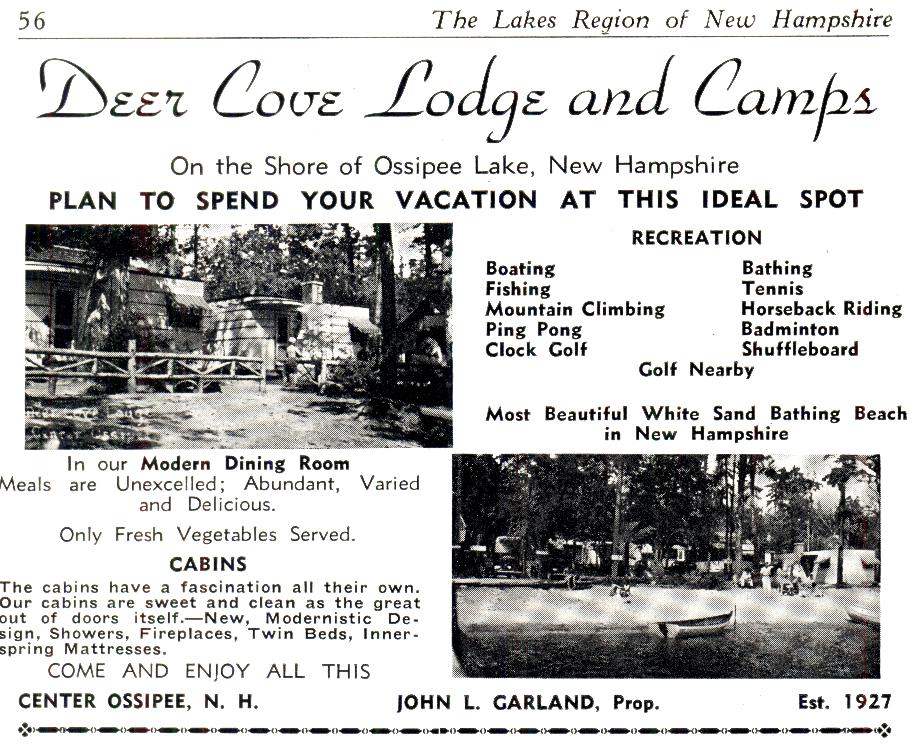 Deer Cove Lodge & Camps - Ossipee NH 1940