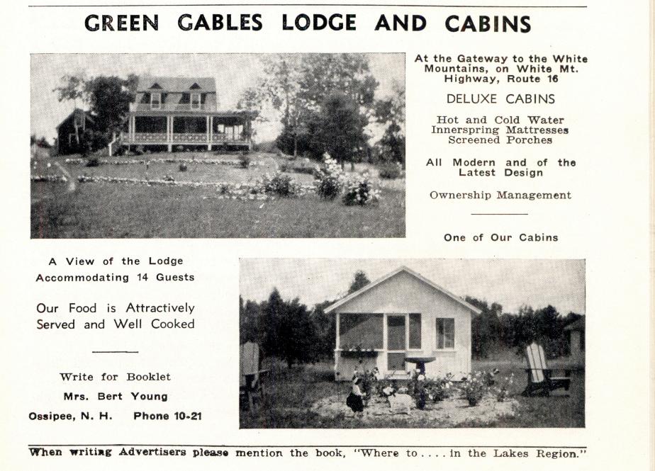 Green Gables Lodge & Cabins - Ossipee NH 1940