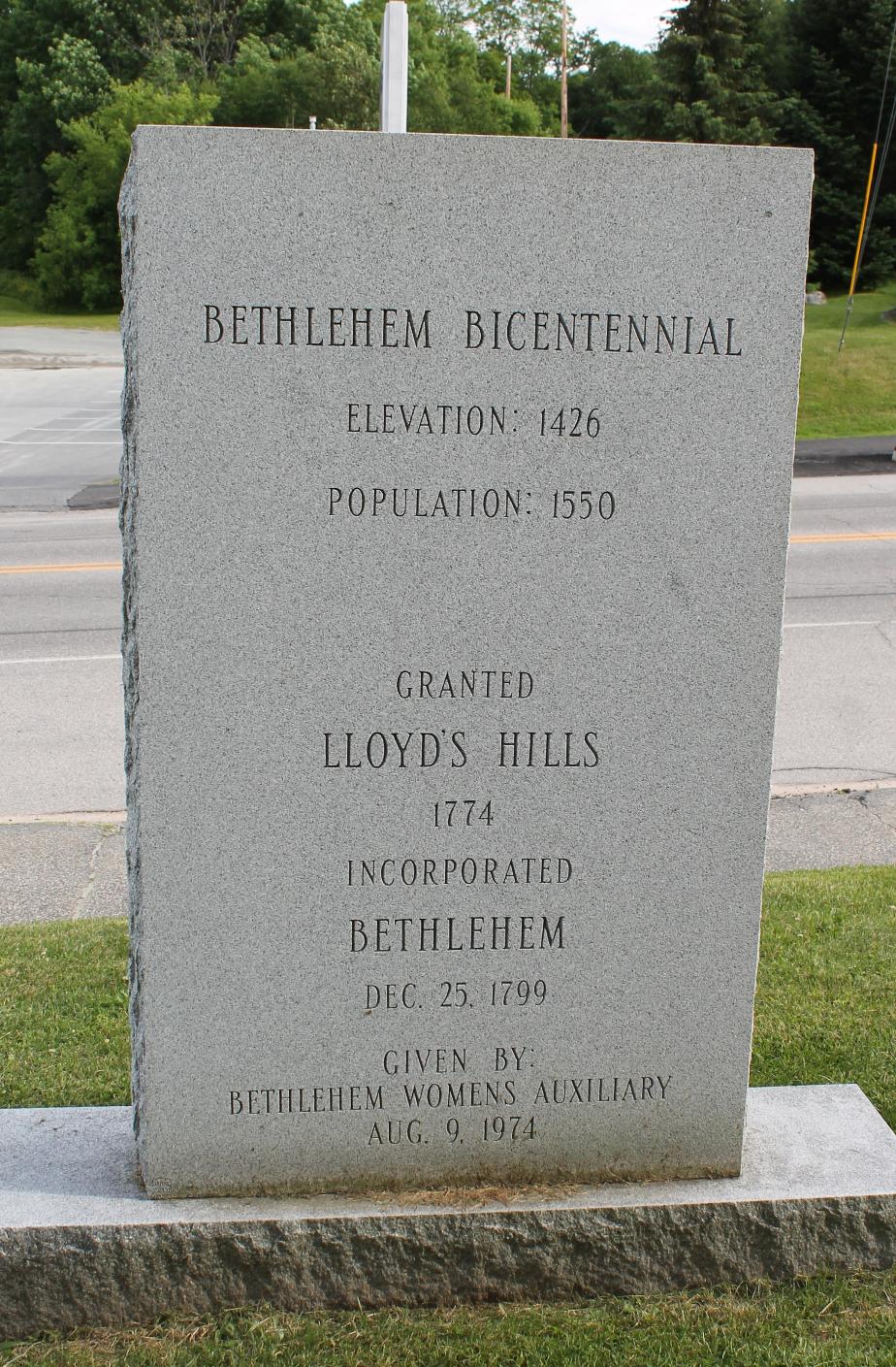 Bethlehem New Hampshire Bicentennial Marker
