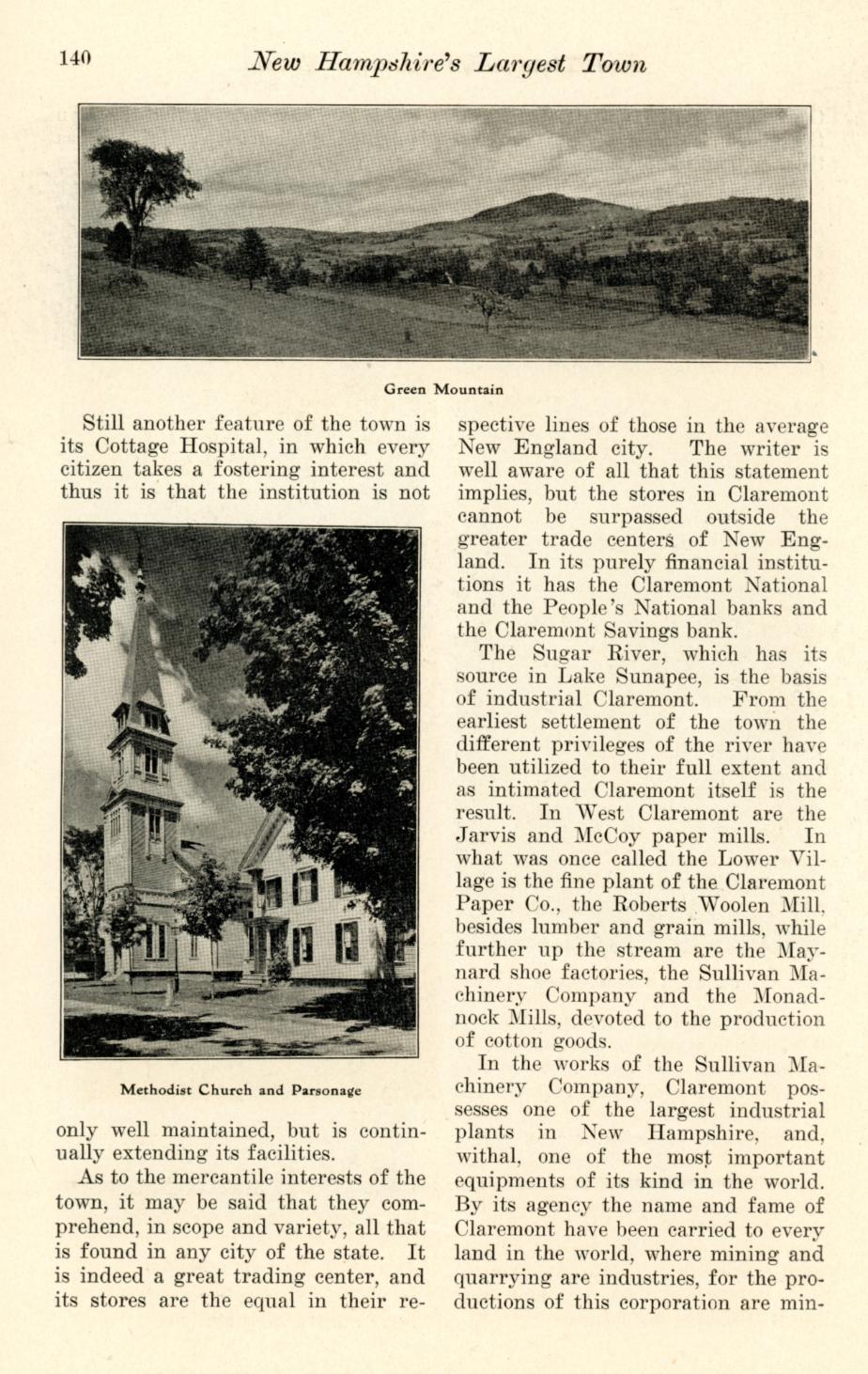 Claremont New Hampshire Illustrated - 1908