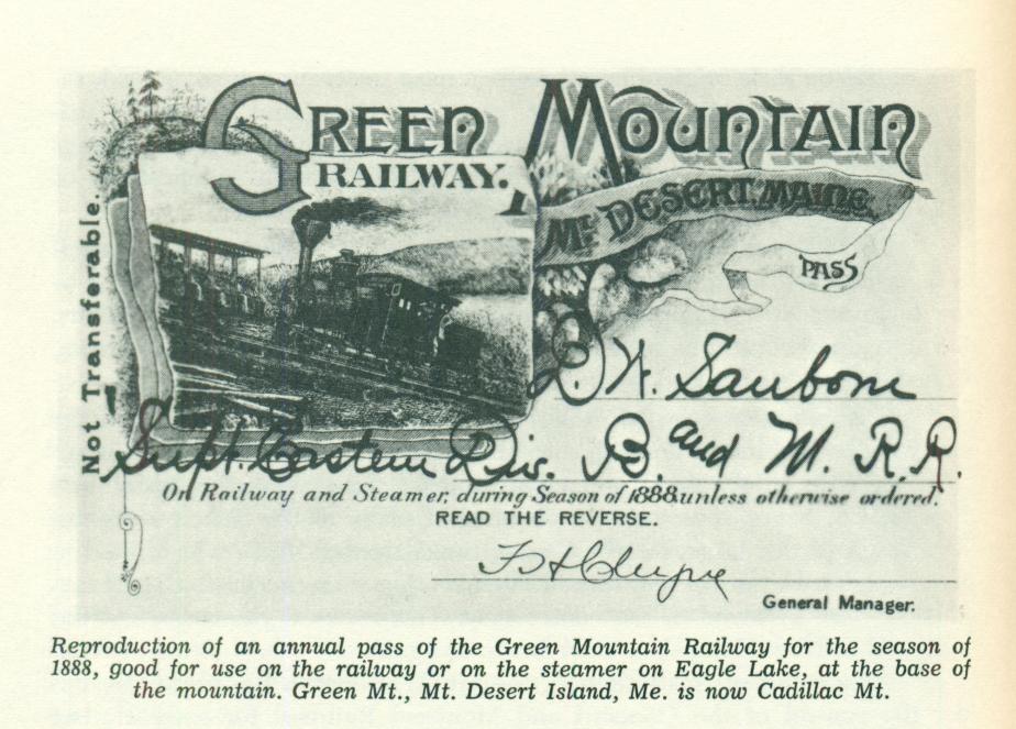 Green (Cadillac) Mtn Railway Ticket