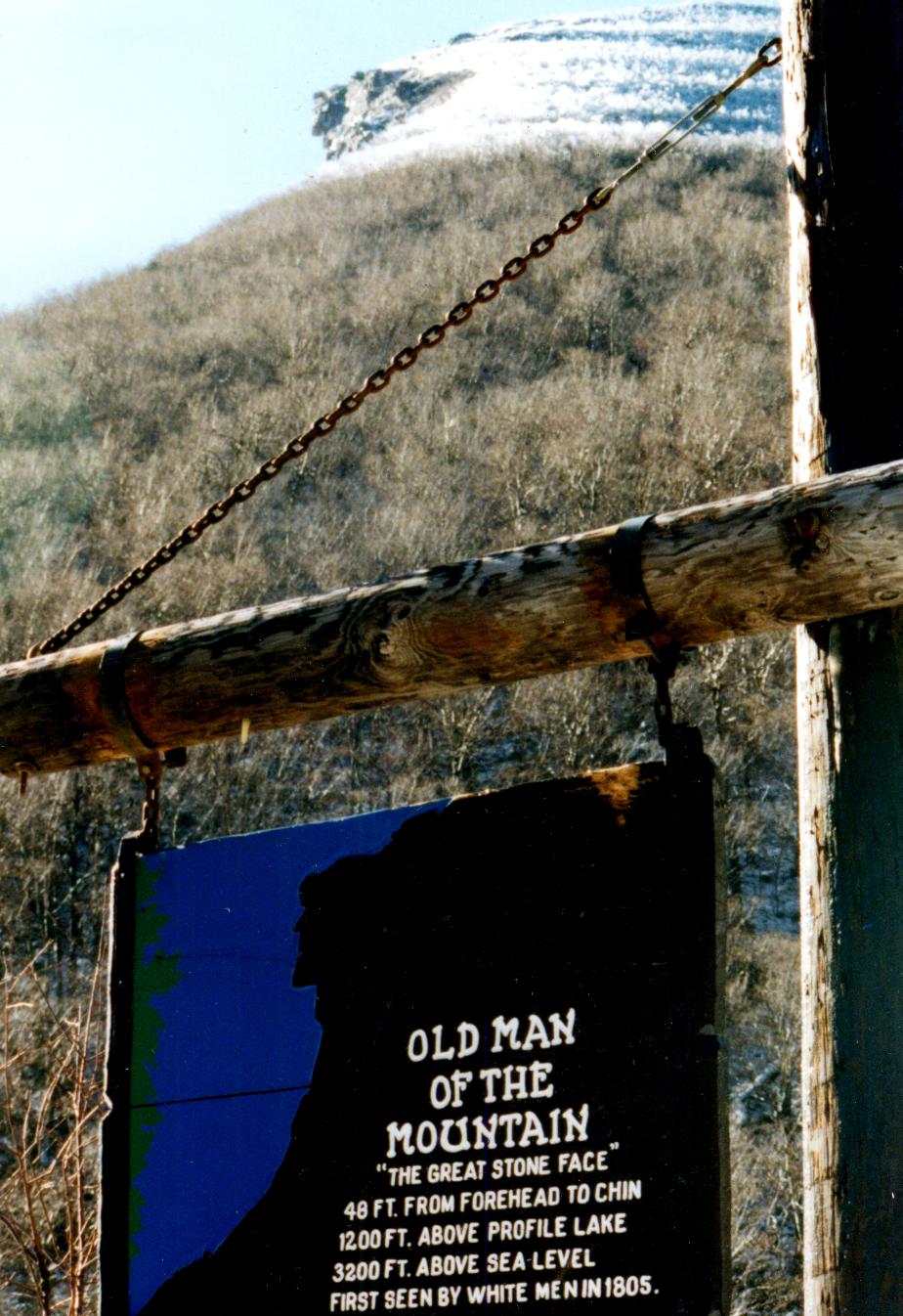 Old Man of the Mountain with Sign