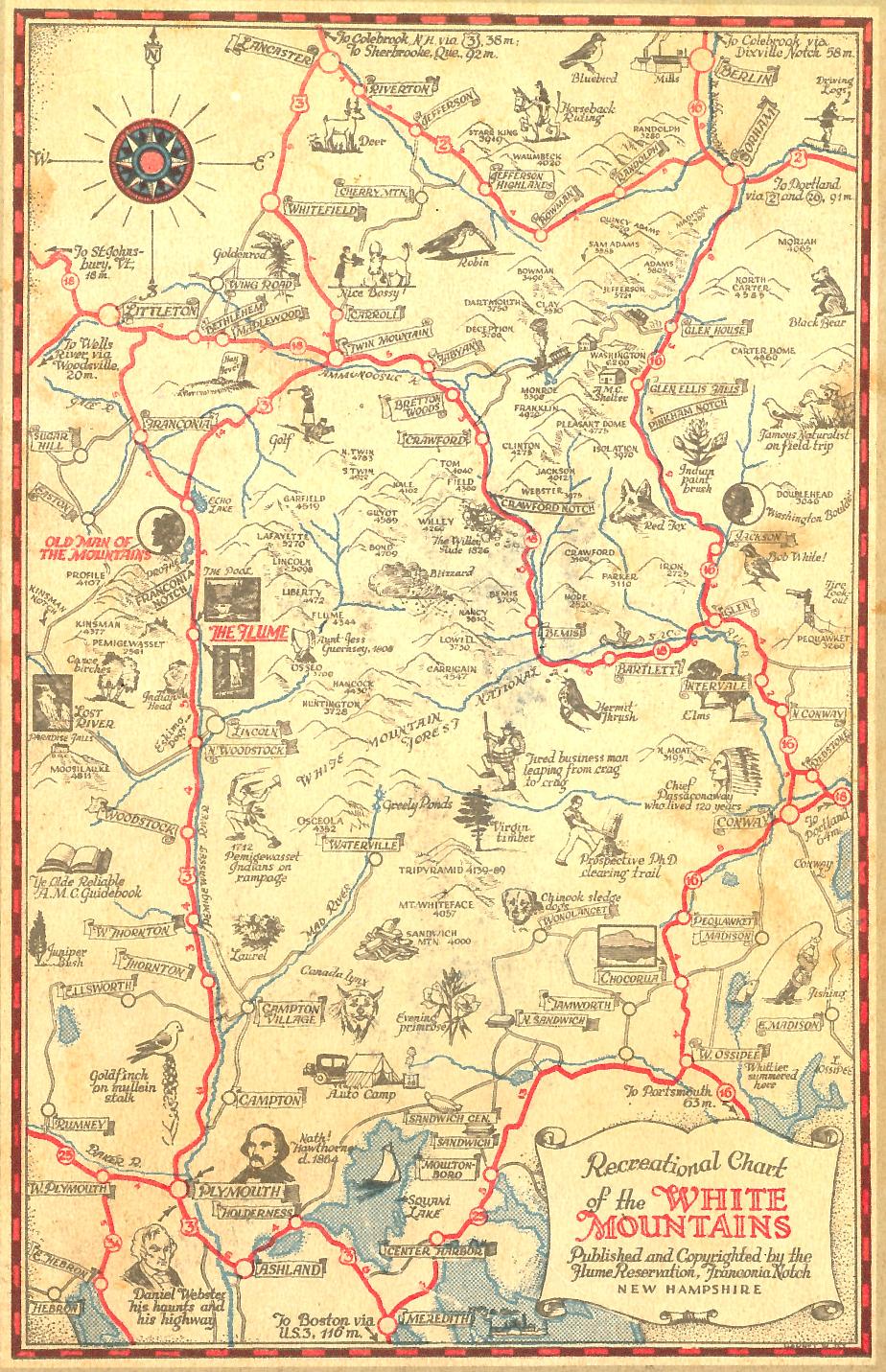 Recreational Map of the White Mountains - 1933