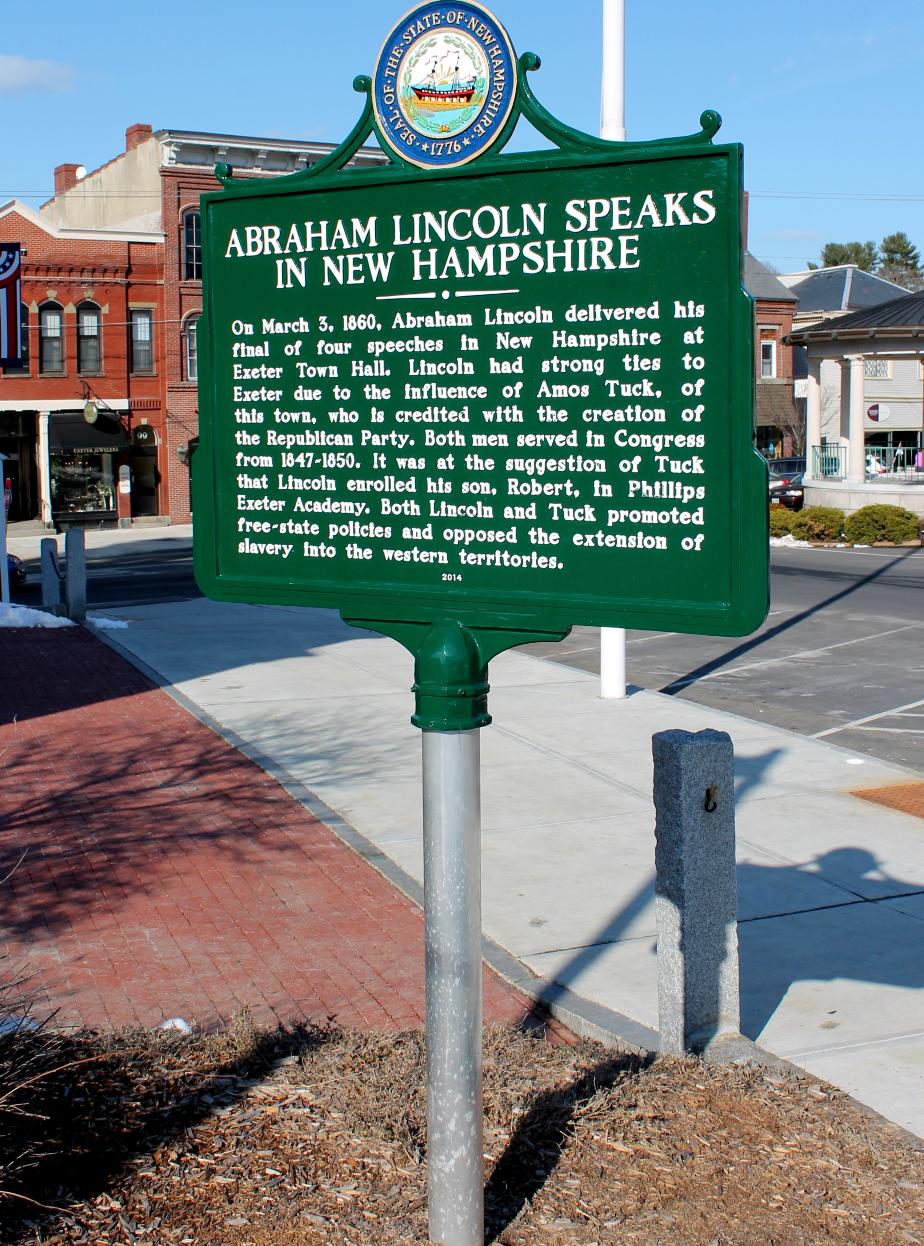 Abraham Lincoln Speaks in Exeter NH Historical Marker