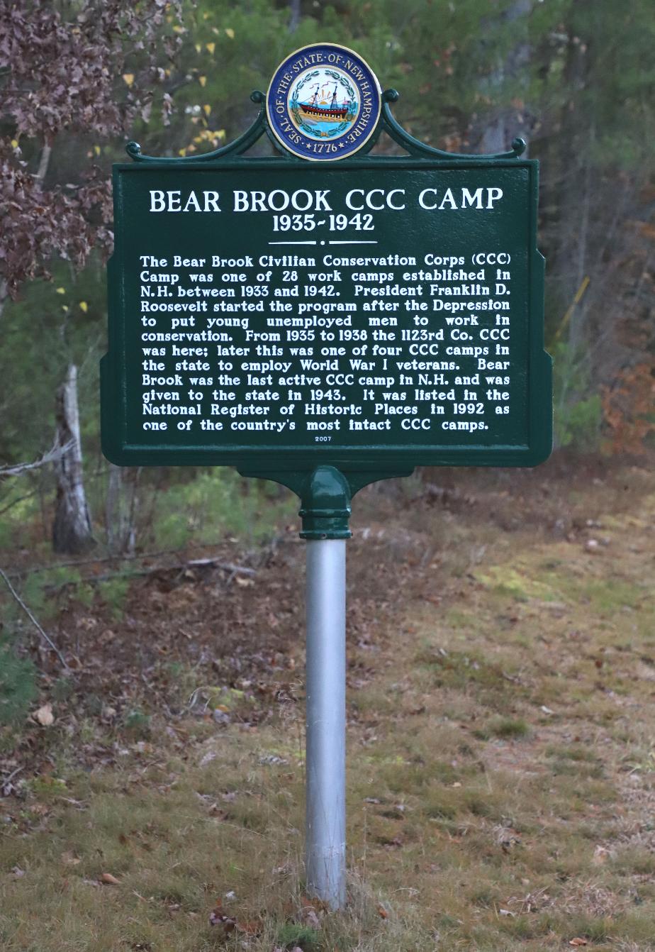 Bear Brook CCC Camp Historical Marker #205 Allenstown New Hampshire