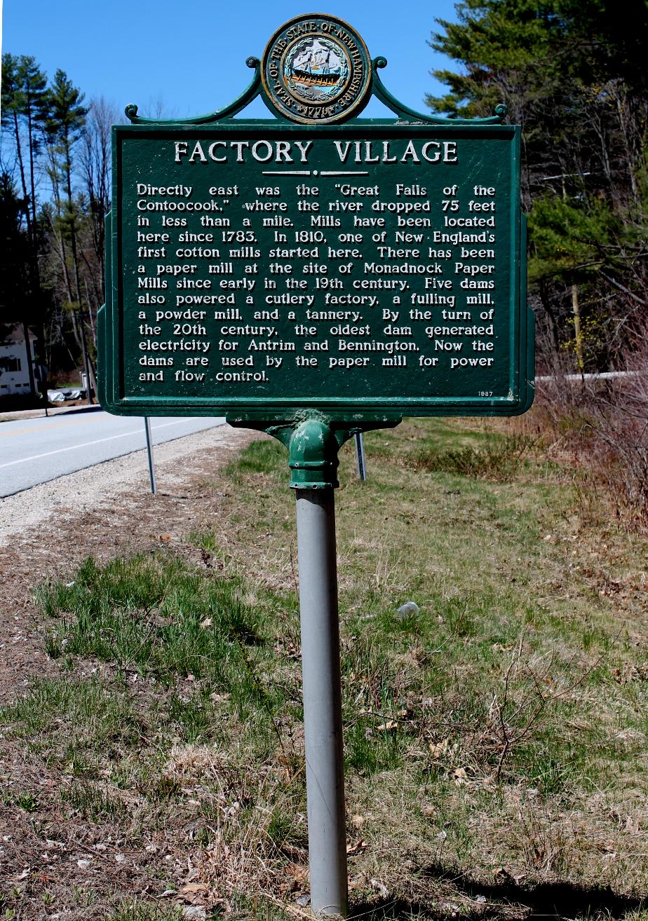Factory Village - Bennington, New Hampshire Historical Marker