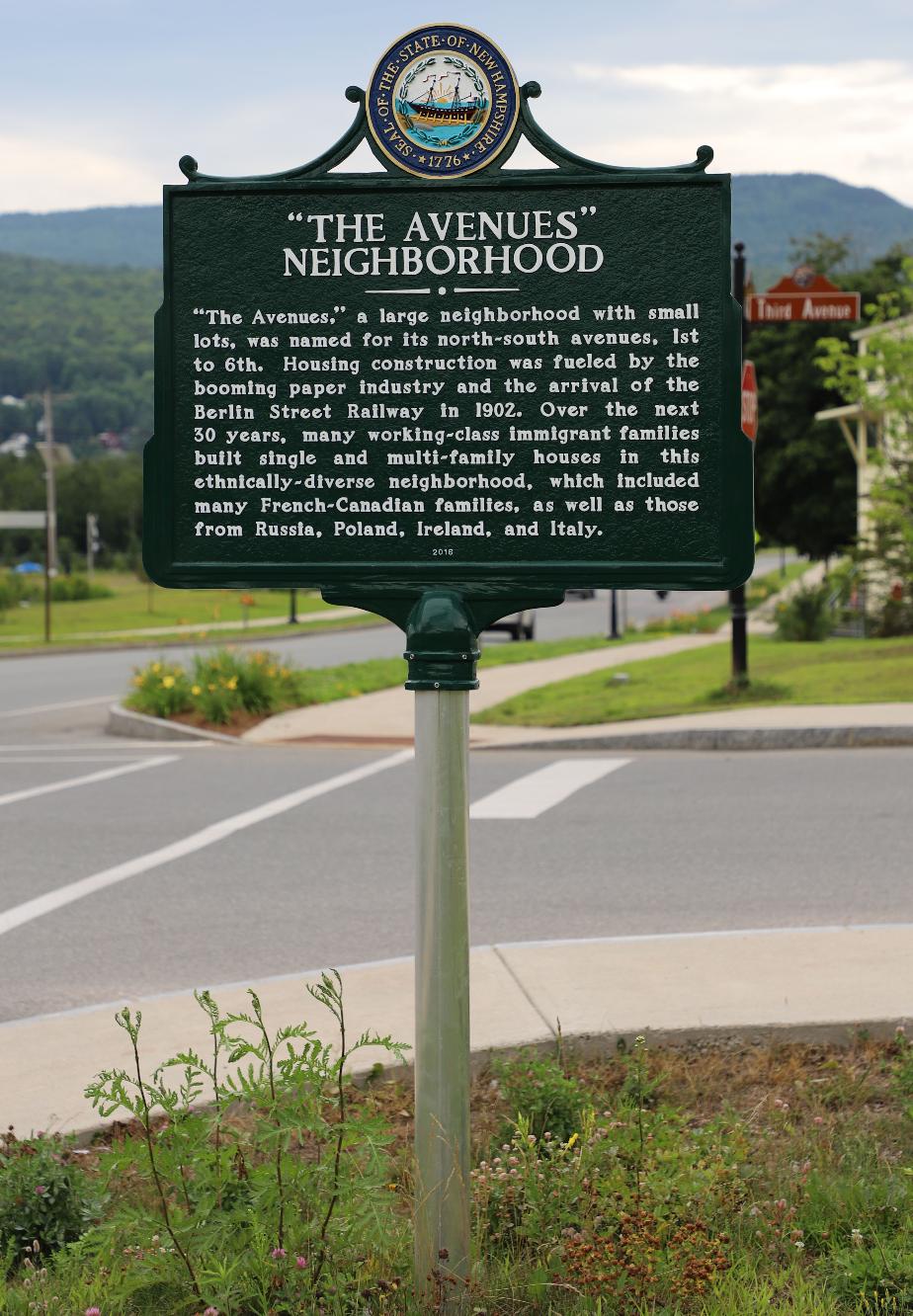 Berlin Nh Avenues Neighborhood Historical Marker