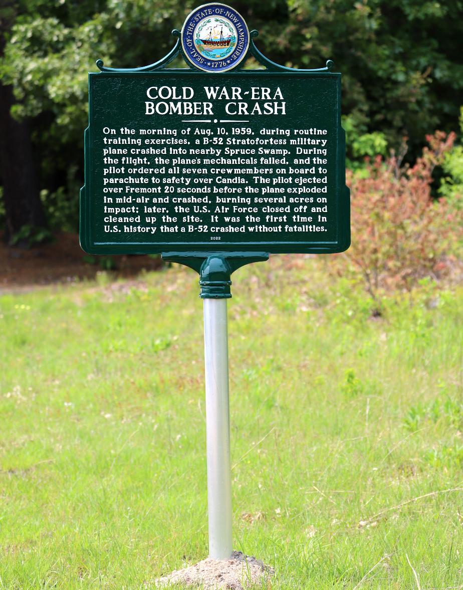 Cold War Era Bomber Crash Historical Marker - #277 - Fremont,. New Hampshire