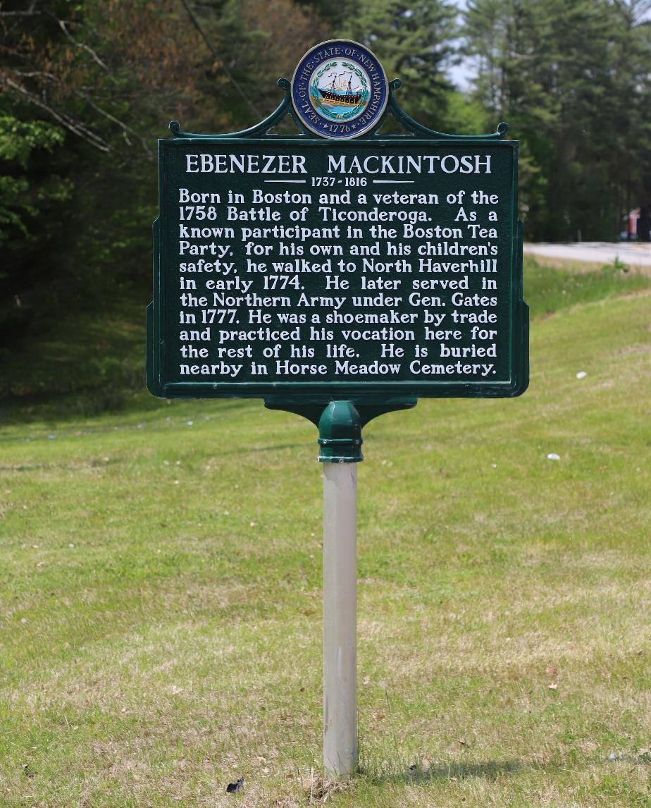 Ebenezer Mackintosh Historical Marker #104 - Haverhill New Hampshire