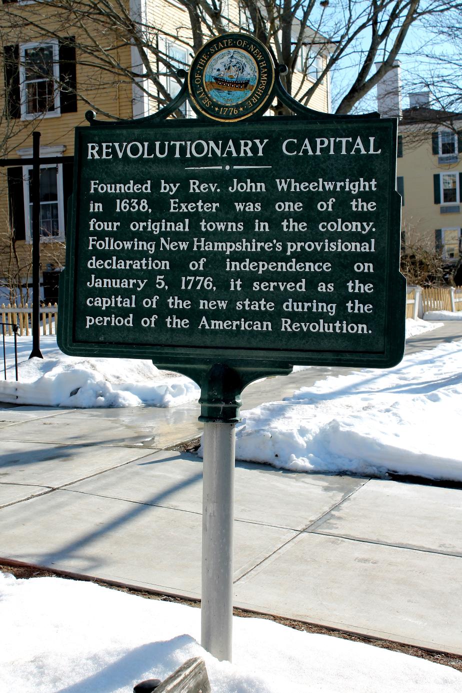 Exeter NH - Revolutionary War Capitol NH Historical Marker
