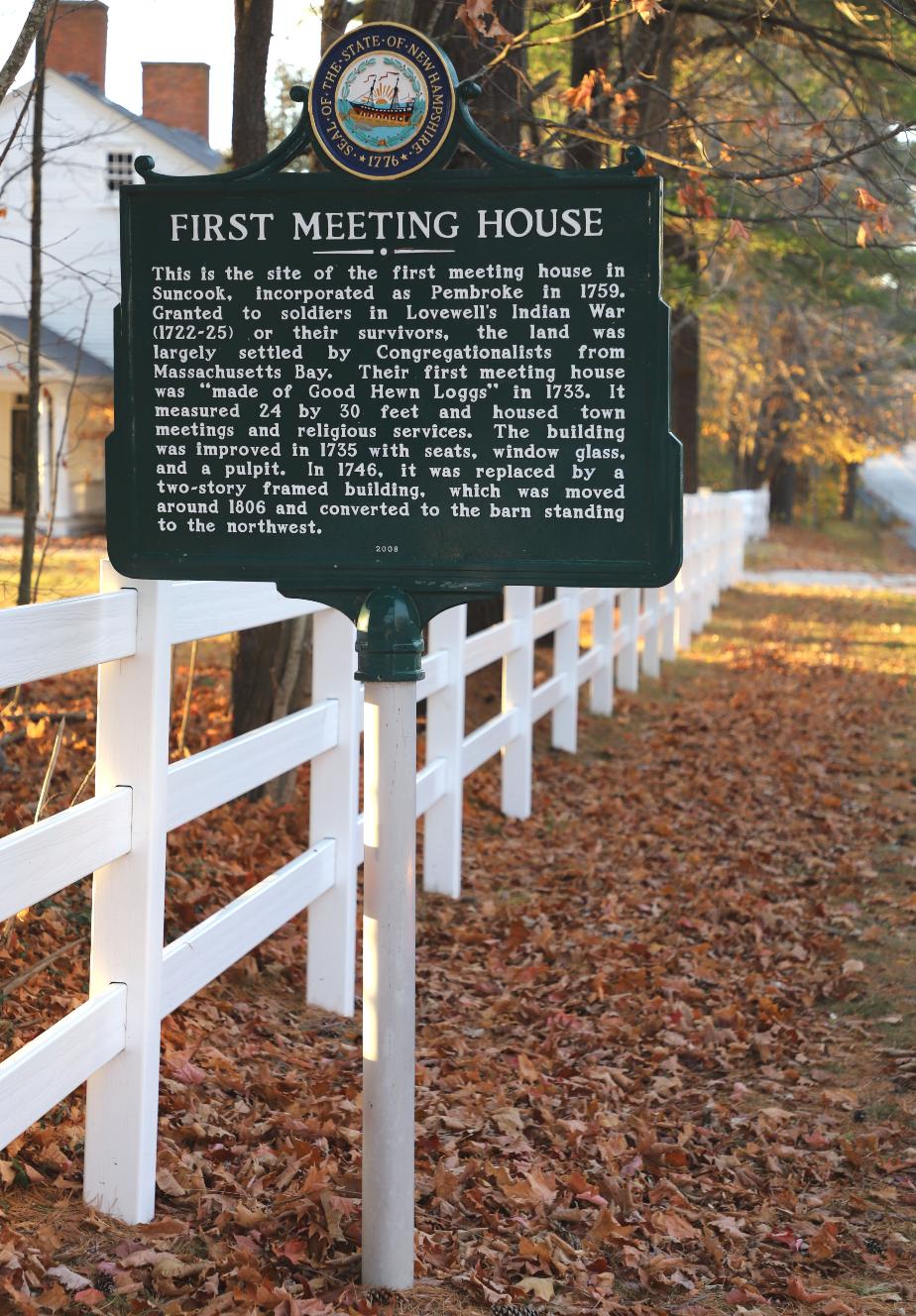 First Meeting House in Suncook NH Historical Marker- Pembroke New Hampshire Marker #144