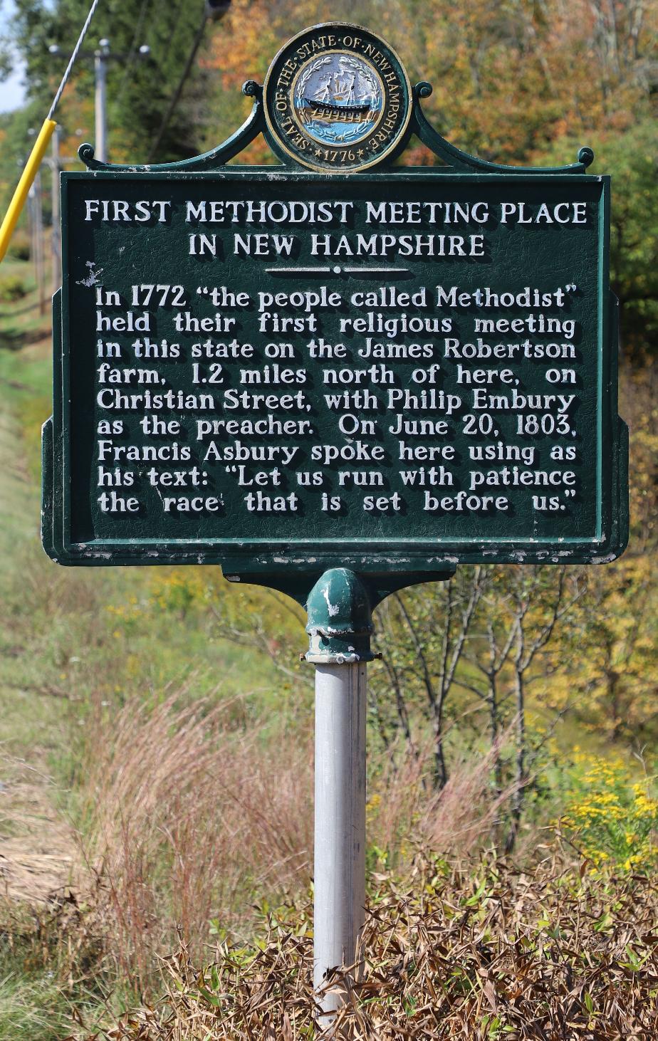 First Methodist Meeting Place Historical Marker #60 Chesterfield New Hampshire